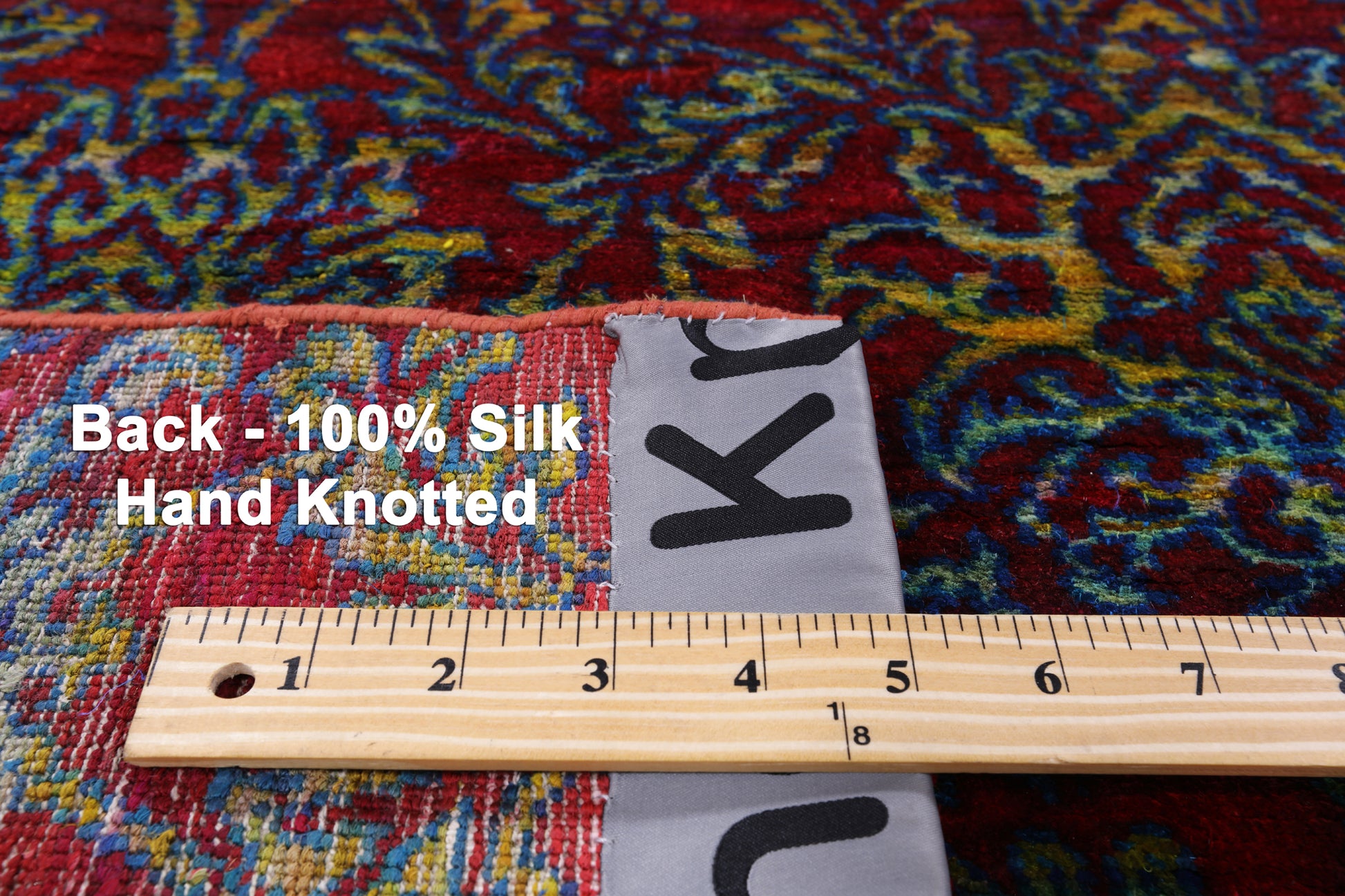 Red Persian Hand Knotted 100% Silk Rug - 7' 10" X 9' 8" - Golden Nile