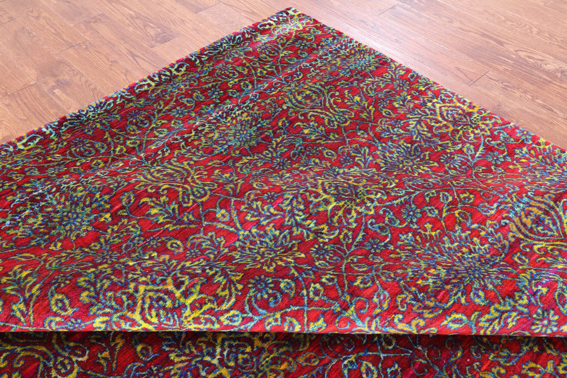 Red Persian Hand Knotted 100% Silk Rug - 7' 10" X 9' 8" - Golden Nile