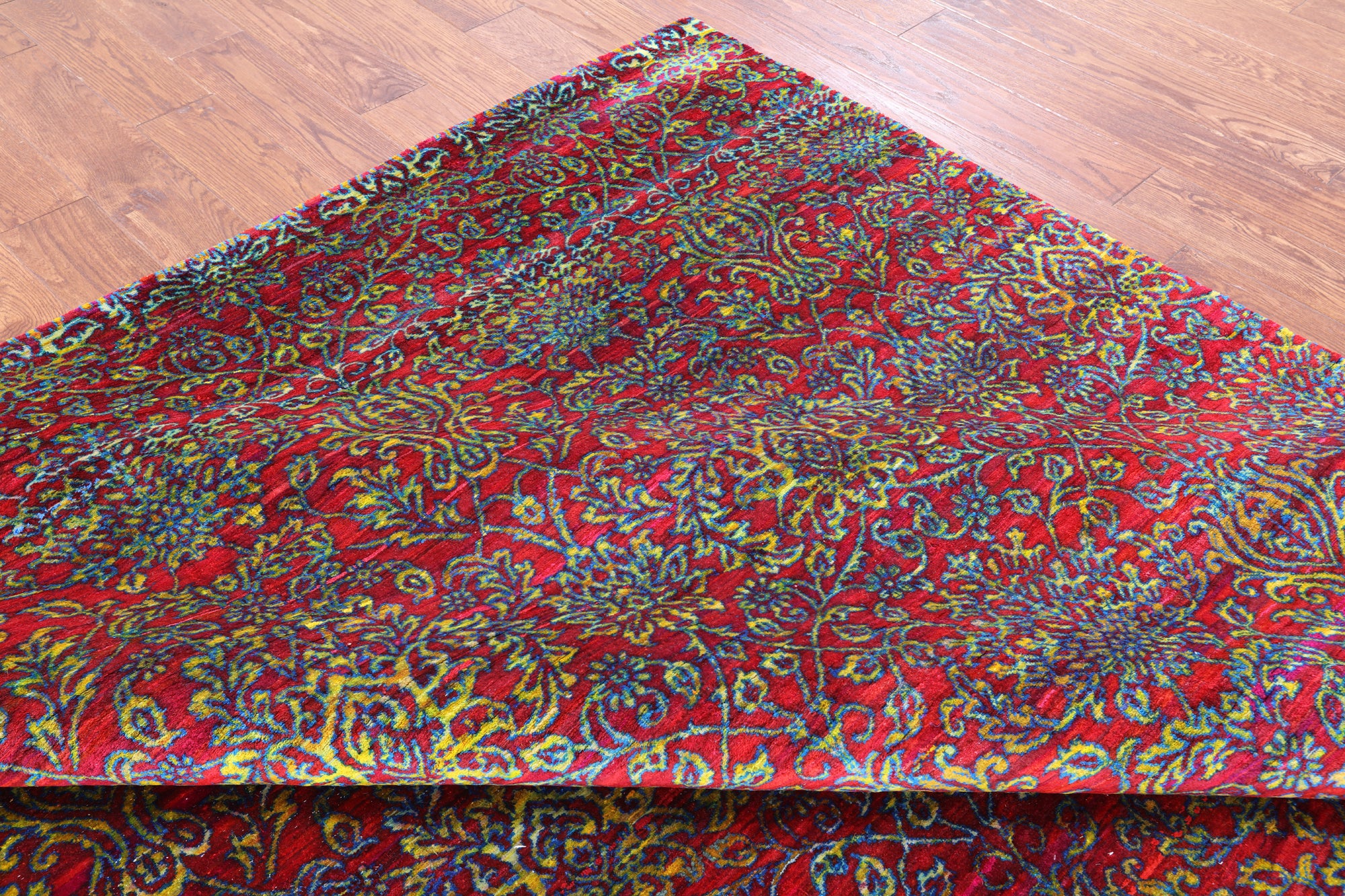 Red Persian Hand Knotted 100% Silk Rug - 7' 10" X 9' 8" - Golden Nile