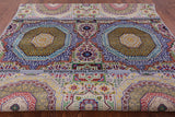 Geometric Persian Mamluk Hand Knotted Wool & Silk Rug - 8' 1" X 9' 11" - Golden Nile