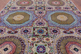 Geometric Persian Mamluk Hand Knotted Wool & Silk Rug - 8' 1" X 9' 11" - Golden Nile