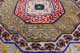 Geometric Persian Mamluk Hand Knotted Wool & Silk Rug - 8' 1" X 9' 11" - Golden Nile