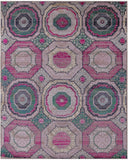 Geometric Persian Mamluk Handmade Wool & Silk Rug - 8' 1" X 10' 1" - Golden Nile