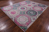 Geometric Persian Mamluk Handmade Wool & Silk Rug - 8' 1" X 10' 1" - Golden Nile
