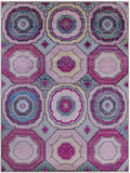 Geometric Persian Mamluk Handmade Wool & Silk Rug - 9' 0" X 12' 0" - Golden Nile