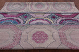 Geometric Persian Mamluk Handmade Wool & Silk Rug - 9' 0" X 12' 0" - Golden Nile