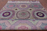 Geometric Persian Mamluk Hand Knotted Wool & Silk Rug - 9' 0" X 11' 9" - Golden Nile