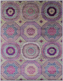 Geometric Persian Mamluk Hand Knotted Wool & Silk Rug - 9' 0" X 11' 9" - Golden Nile