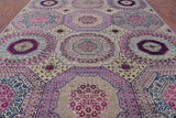 Geometric Persian Mamluk Hand Knotted Wool & Silk Rug - 9' 0" X 11' 9" - Golden Nile