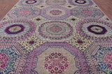 Geometric Persian Mamluk Hand Knotted Wool & Silk Rug - 9' 0" X 11' 9" - Golden Nile