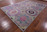 Geometric Persian Mamluk Hand Knotted Wool & Silk Rug - 9' 0" X 11' 9" - Golden Nile