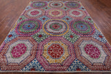 Geometric Persian Mamluk Hand Knotted Wool & Silk Rug - 8' 0" X 10' 2" - Golden Nile