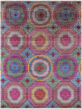 Geometric Persian Mamluk Hand Knotted Wool & Silk Rug - 8' 0" X 10' 2" - Golden Nile