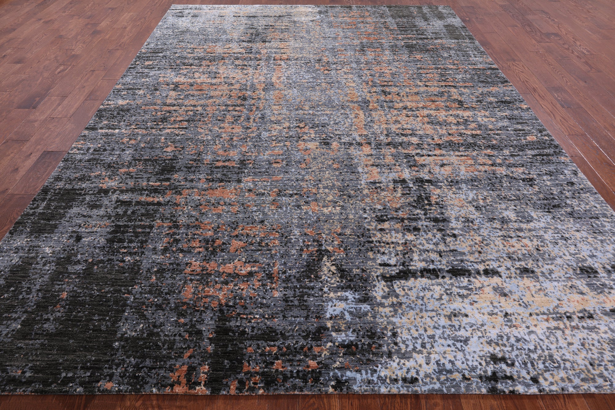 Modern Hand Knotted Wool & Silk Rug - 8' 11" X 12' 1" - Golden Nile