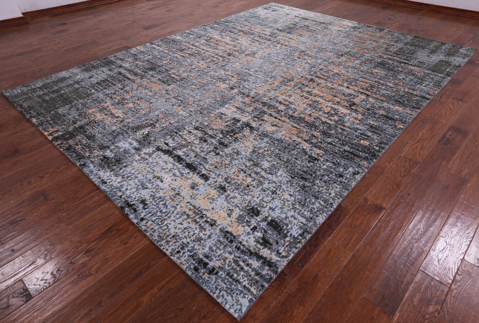 Modern Hand Knotted Wool & Silk Rug - 8' 11" X 12' 1" - Golden Nile