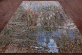 Abstract Modern Hand Knotted Wool & Silk Rug - 9' 0" X 12' 0" - Golden Nile