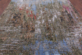 Abstract Modern Hand Knotted Wool & Silk Rug - 9' 0" X 12' 0" - Golden Nile