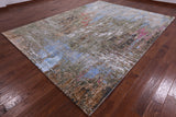 Abstract Modern Hand Knotted Wool & Silk Rug - 9' 0" X 12' 0" - Golden Nile