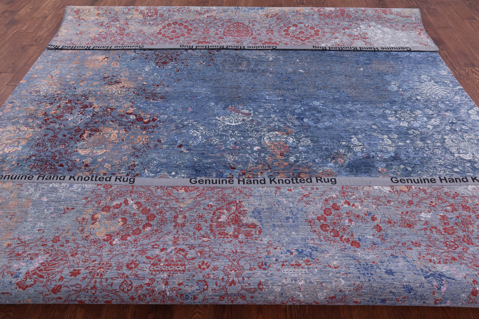 Abstract Modern Hand Knotted Wool & Silk Rug - 9' 1" X 12' 1" - Golden Nile
