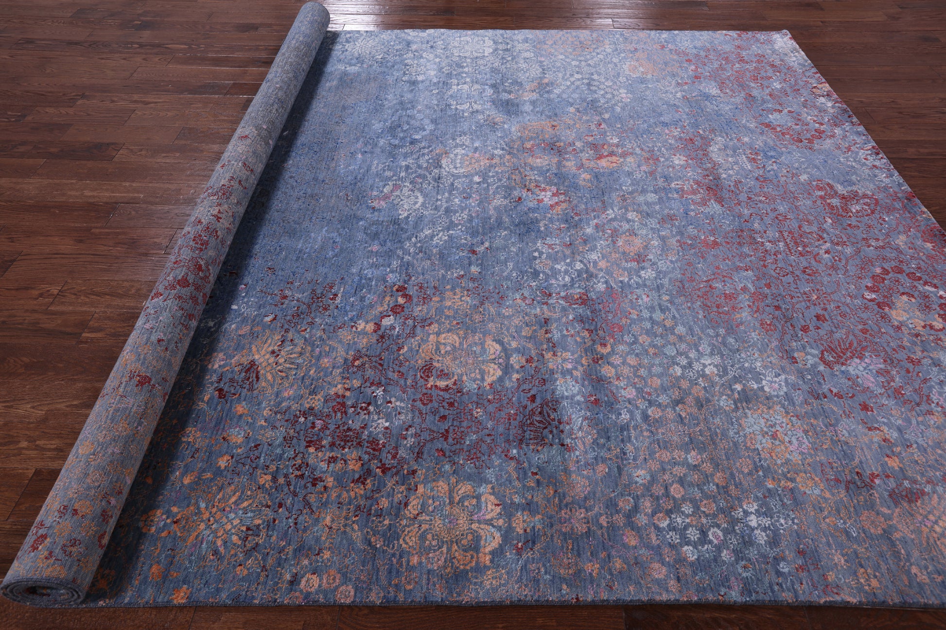 Abstract Modern Hand Knotted Wool & Silk Rug - 9' 1" X 12' 1" - Golden Nile