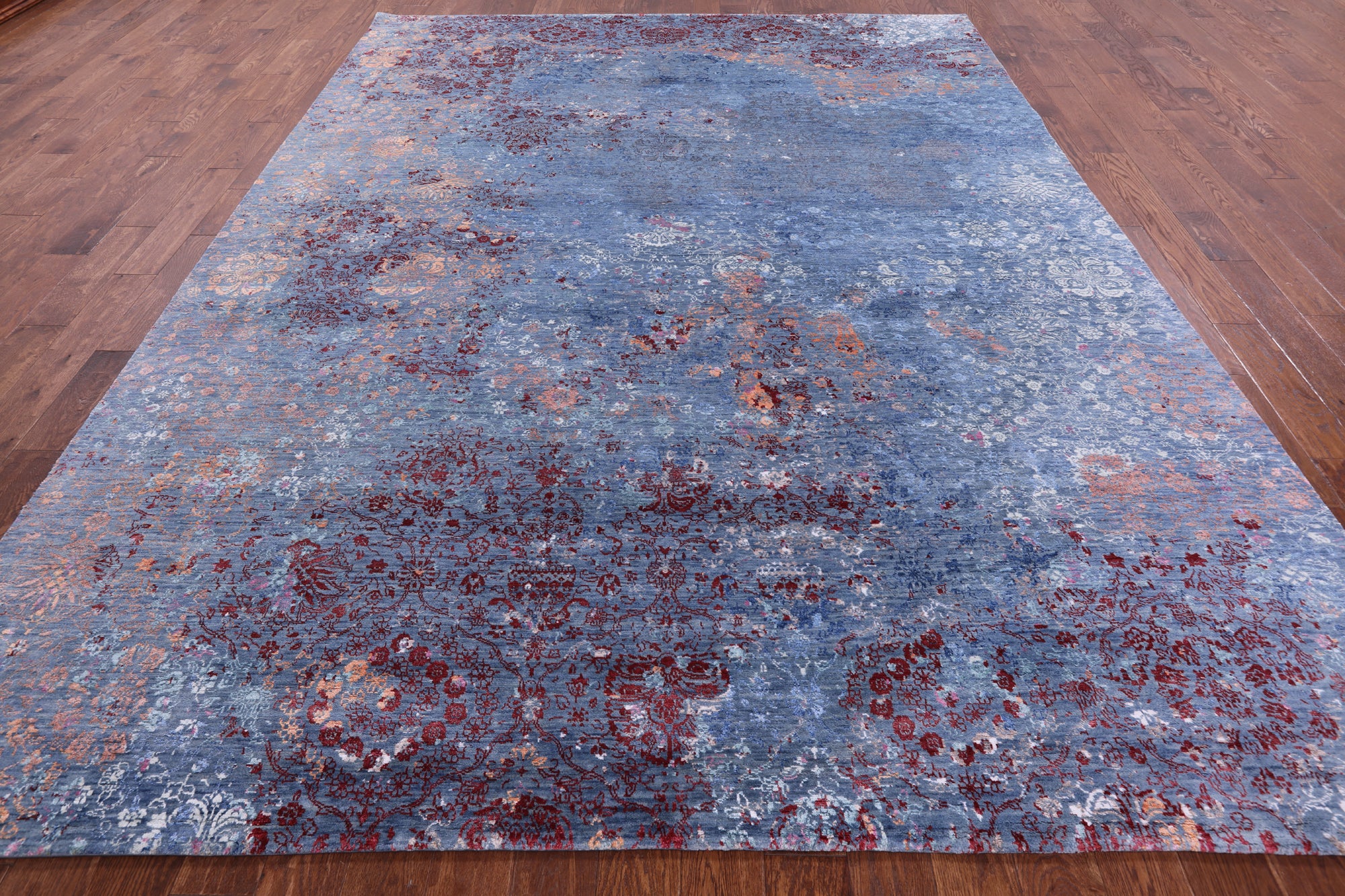 Abstract Modern Hand Knotted Wool & Silk Rug - 9' 1" X 12' 1" - Golden Nile