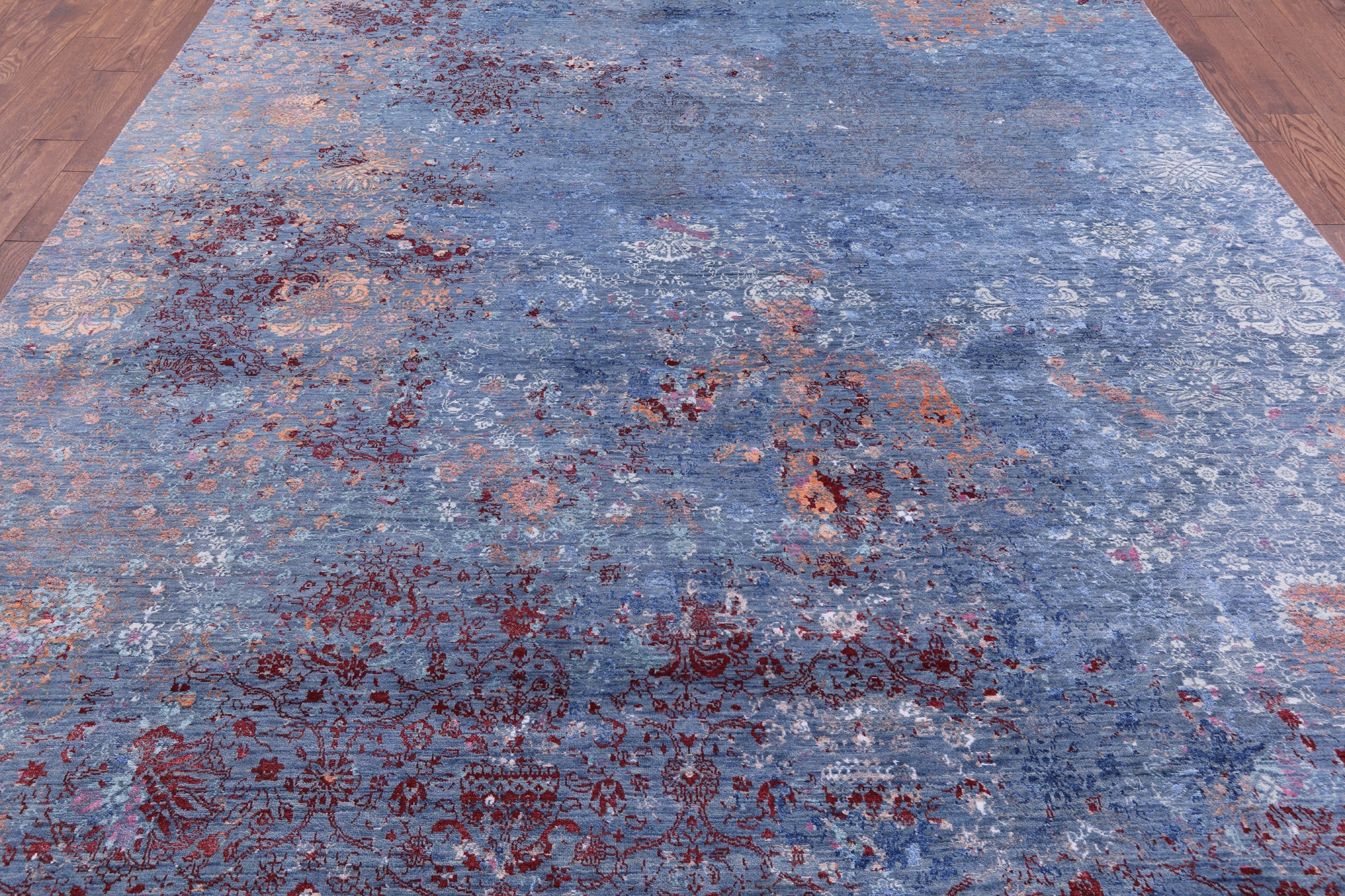 Abstract Modern Hand Knotted Wool & Silk Rug - 9' 1" X 12' 1" - Golden Nile