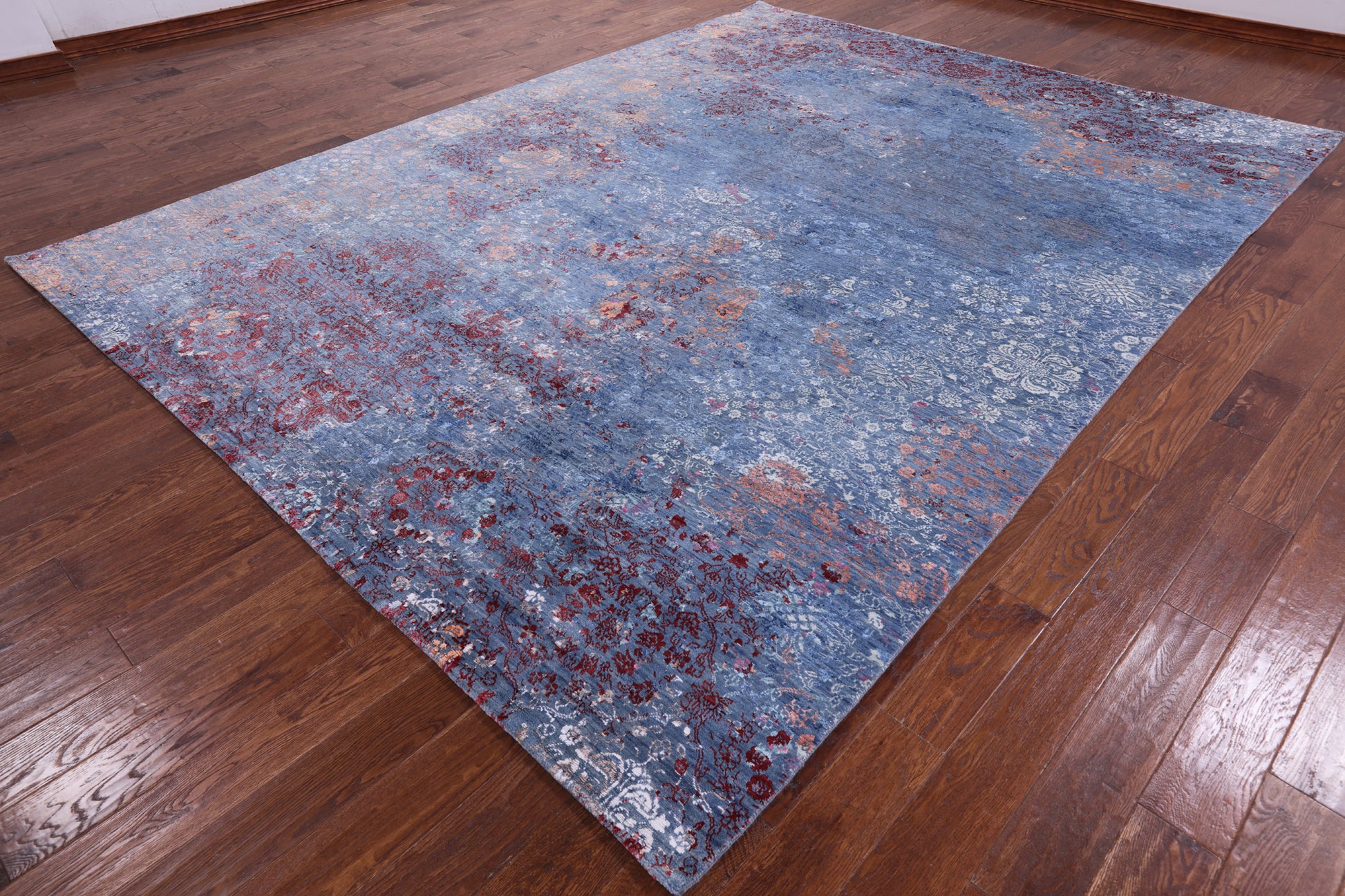 Abstract Modern Hand Knotted Wool & Silk Rug - 9' 1" X 12' 1" - Golden Nile