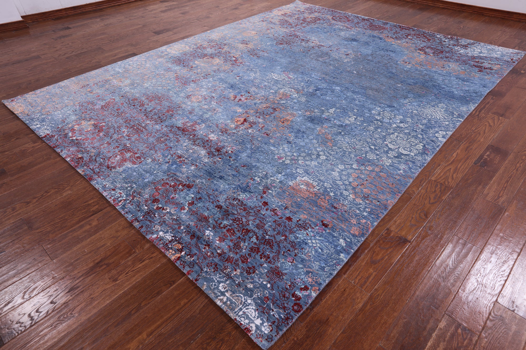 Abstract Modern Hand Knotted Wool & Silk Rug - 9' 1" X 12' 1" - Golden Nile