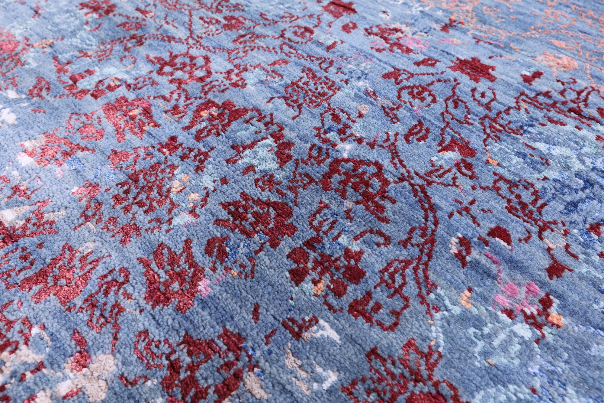 Abstract Modern Hand Knotted Wool & Silk Rug - 9' 1" X 12' 1" - Golden Nile