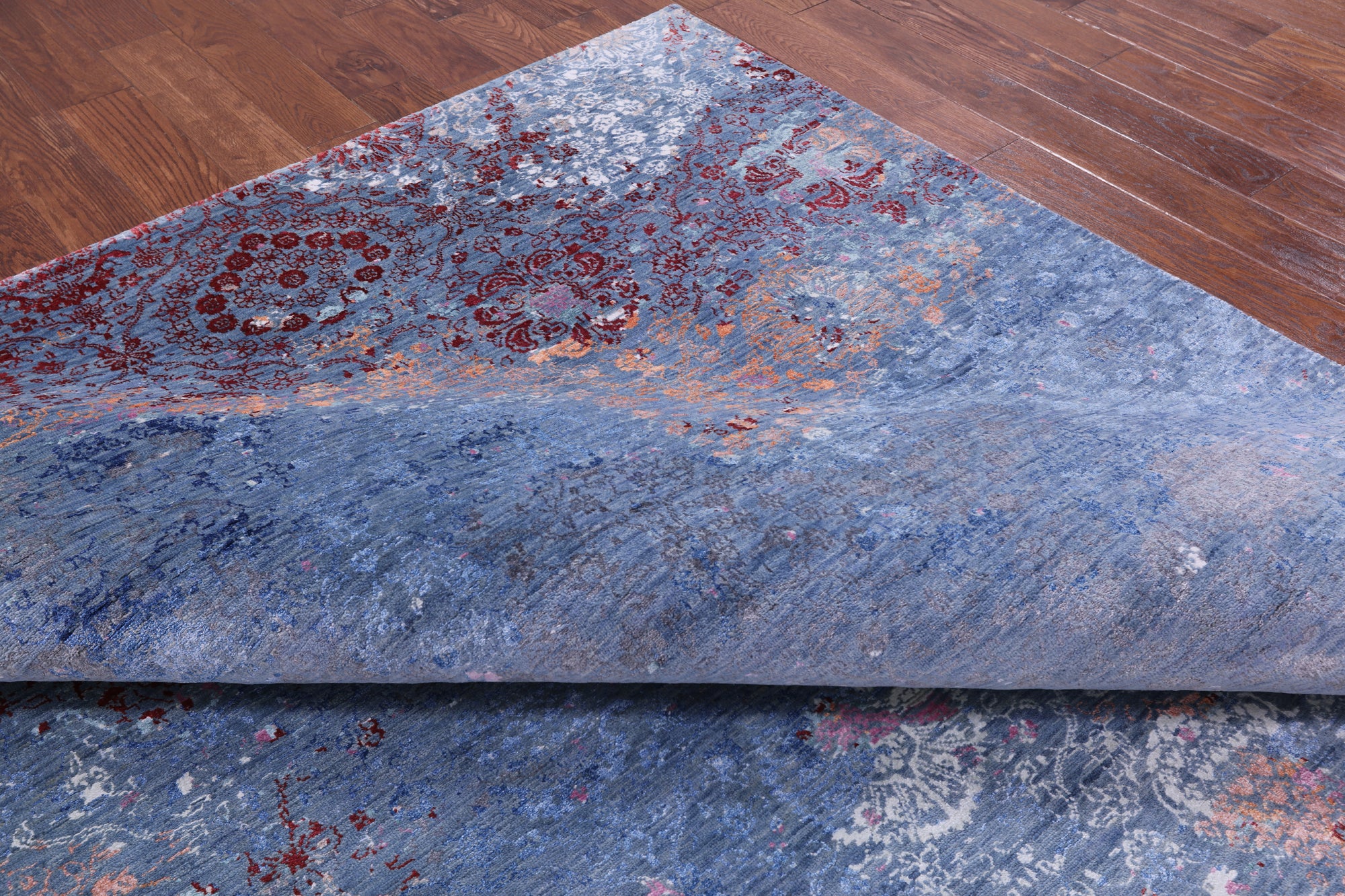 Abstract Modern Hand Knotted Wool & Silk Rug - 9' 1" X 12' 1" - Golden Nile