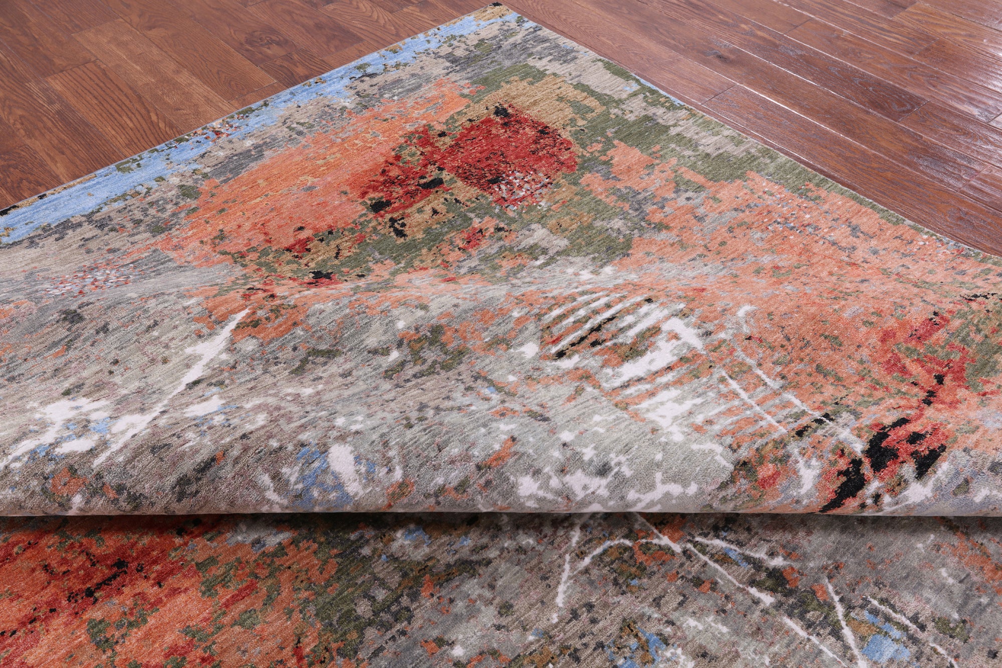 Abstract Modern Handmade Wool & Silk Rug - 9' 0" X 12' 0" - Golden Nile