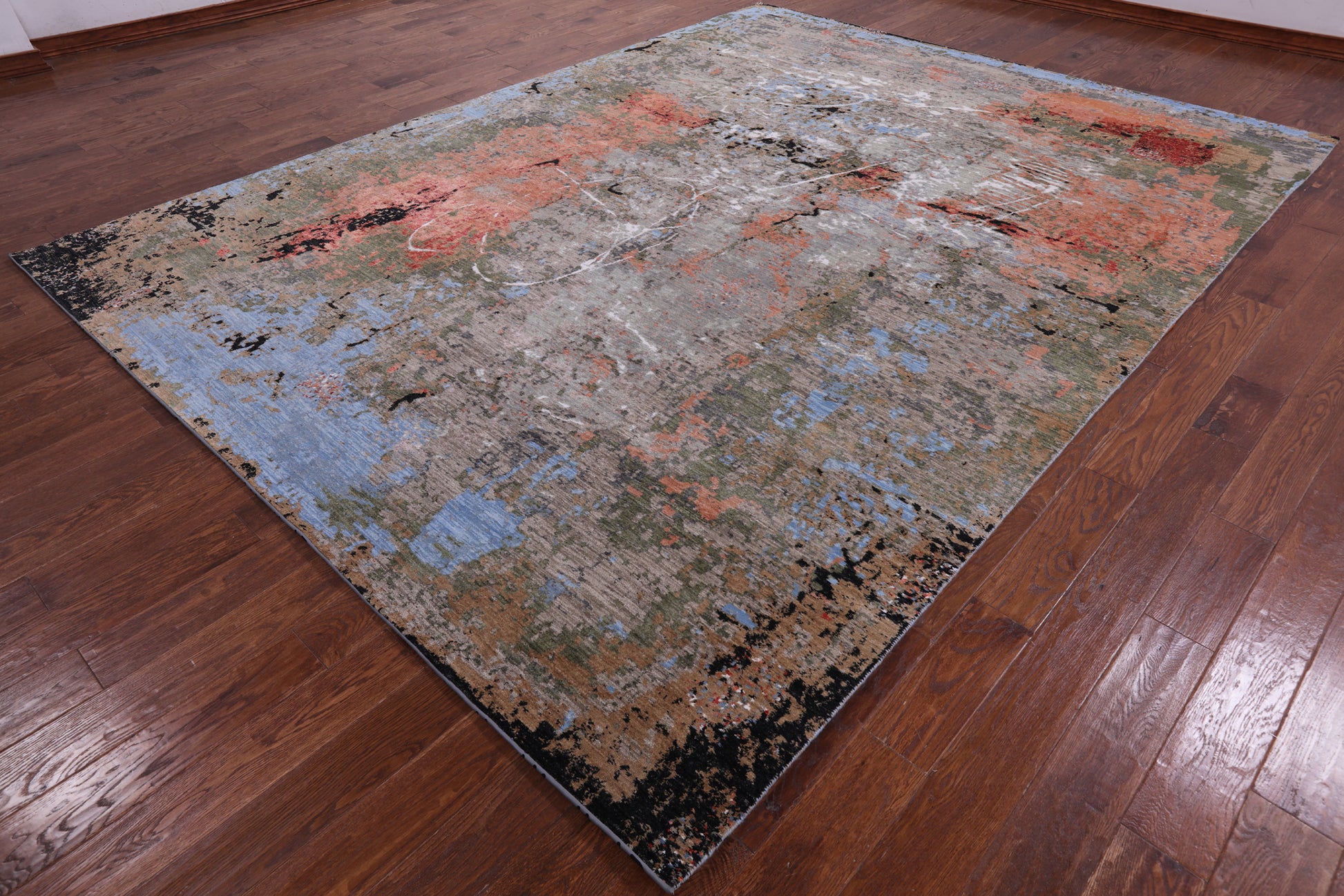 Abstract Modern Handmade Wool & Silk Rug - 9' 0" X 12' 0" - Golden Nile