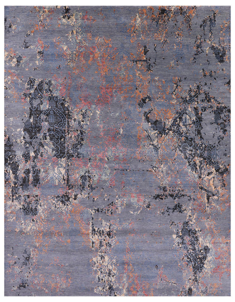 Modern Hand Knotted Wool & Silk Rug - 7' 11" X 10' 1" - Golden Nile