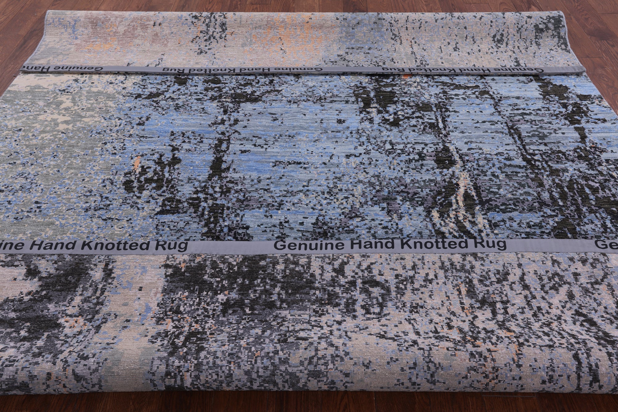 Abstract Contemporary Handmade Wool & Silk Rug - 8' 0" X 10' 0" - Golden Nile