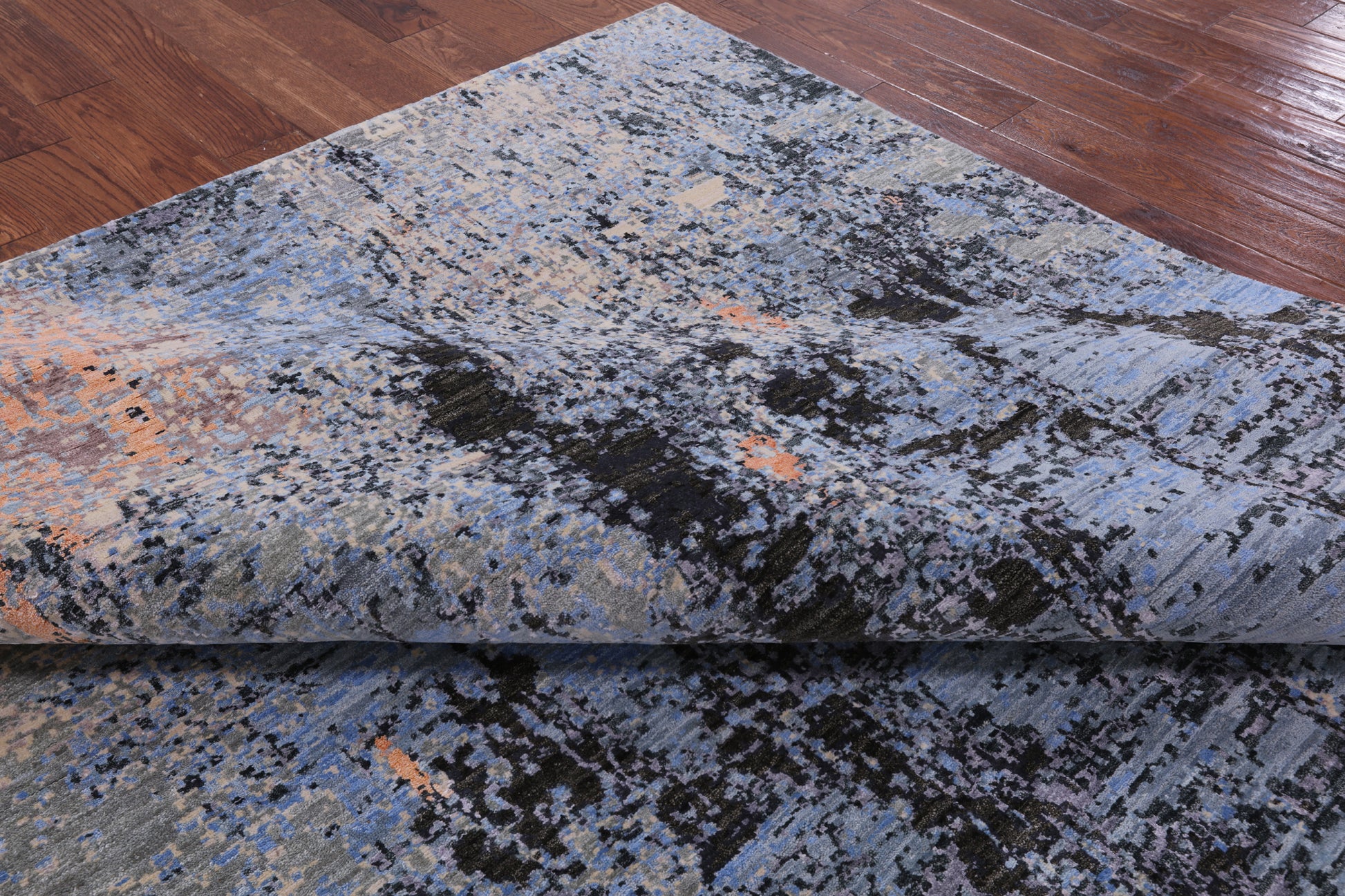 Abstract Contemporary Handmade Wool & Silk Rug - 8' 0" X 10' 0" - Golden Nile