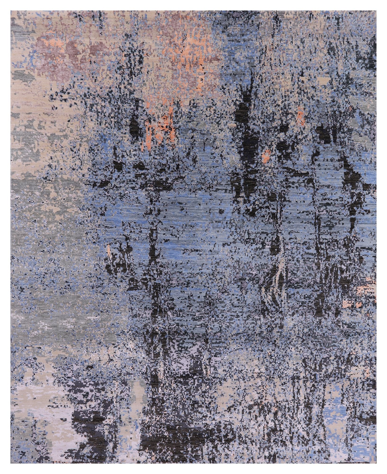 Abstract Contemporary Handmade Wool & Silk Rug - 8' 0" X 10' 0" - Golden Nile