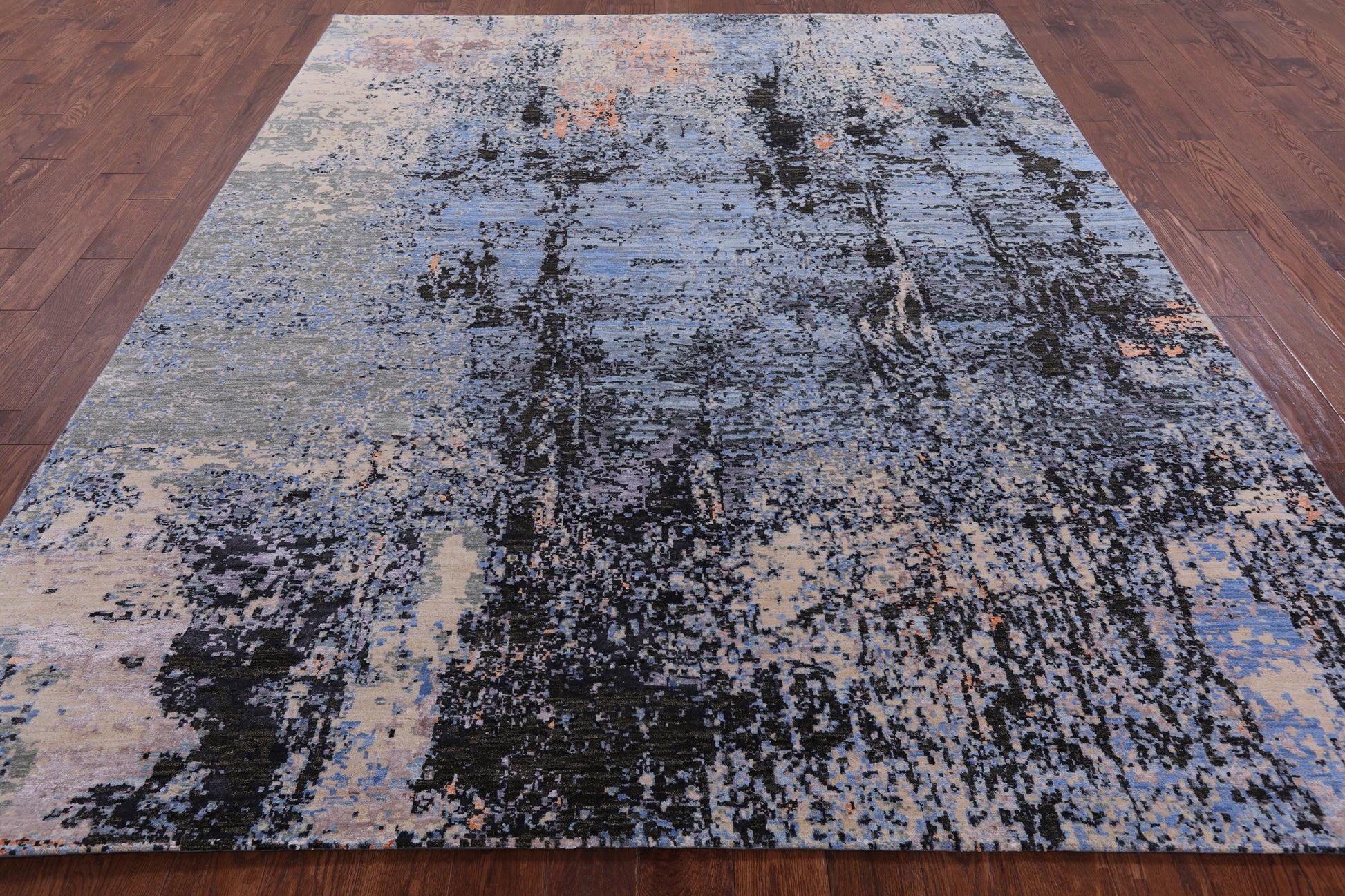 Abstract Contemporary Handmade Wool & Silk Rug - 8' 0" X 10' 0" - Golden Nile