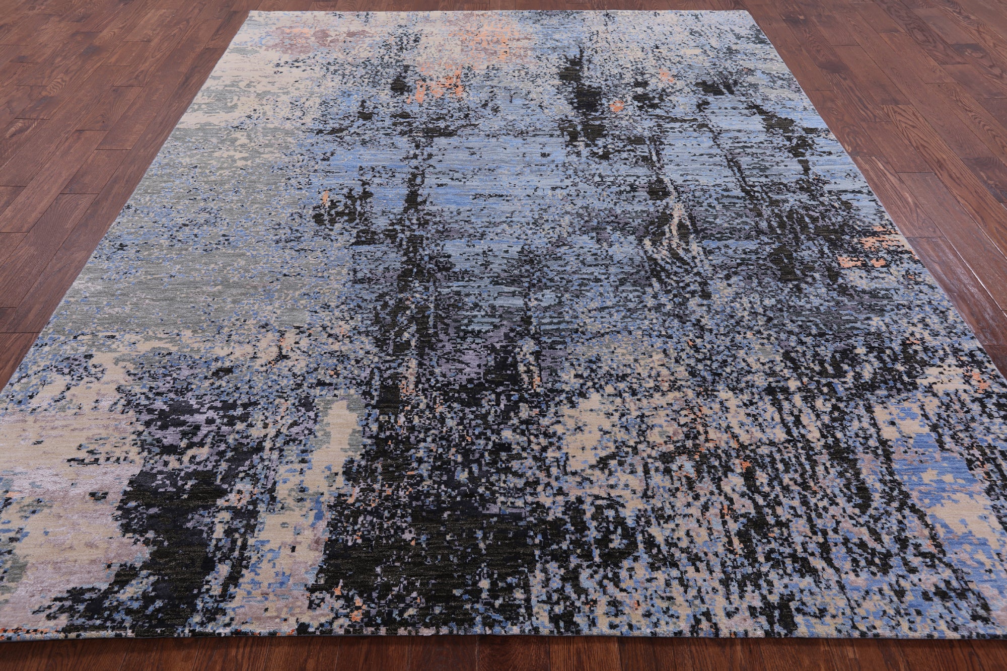 Abstract Contemporary Handmade Wool & Silk Rug - 8' 0" X 10' 0" - Golden Nile