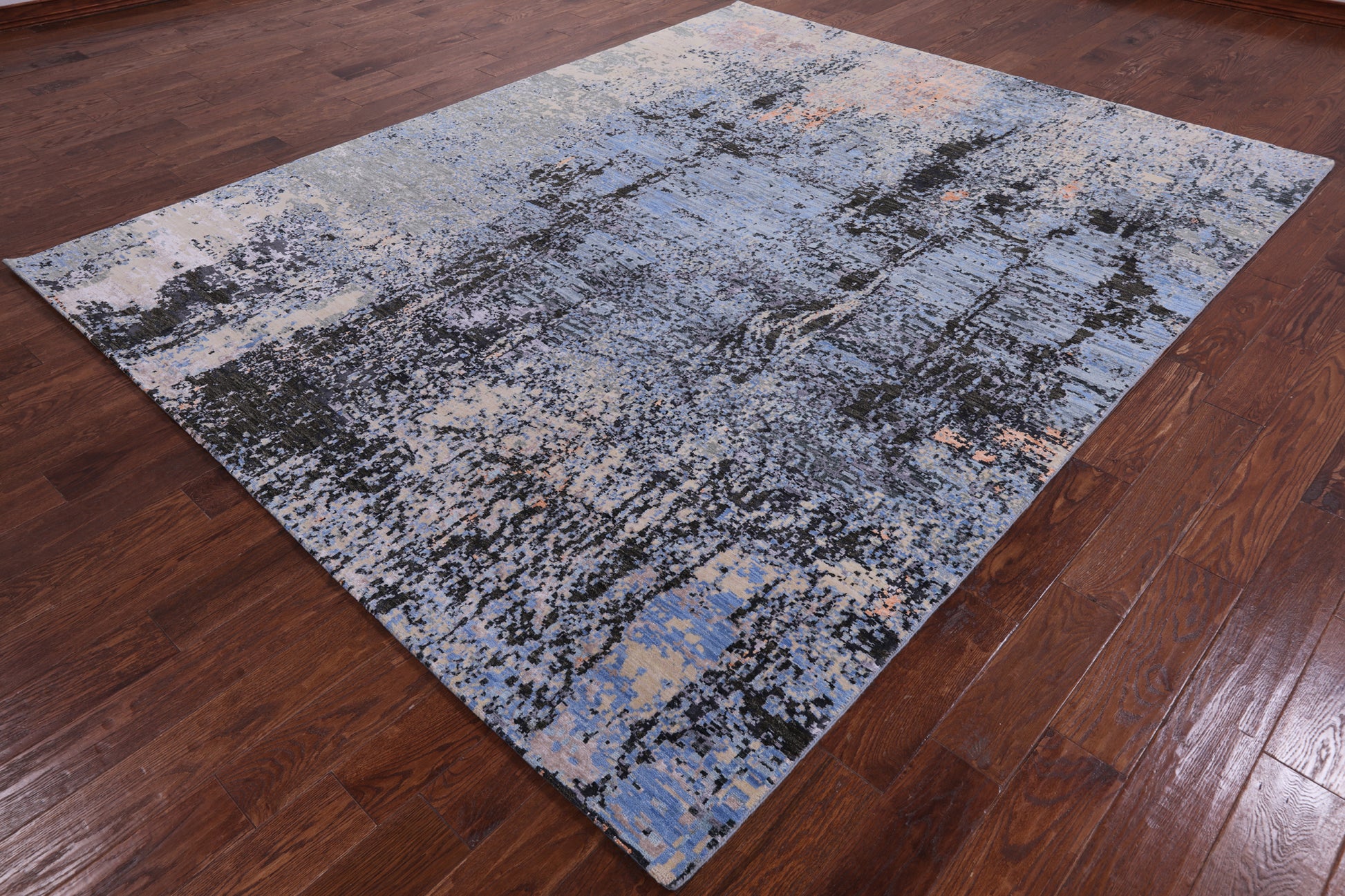 Abstract Contemporary Handmade Wool & Silk Rug - 8' 0" X 10' 0" - Golden Nile