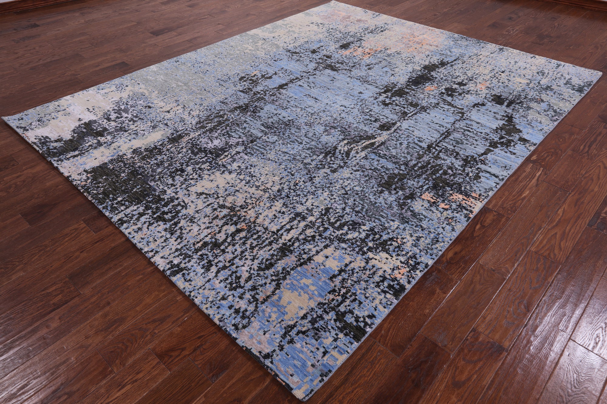 Abstract Contemporary Handmade Wool & Silk Rug - 8' 0" X 10' 0" - Golden Nile