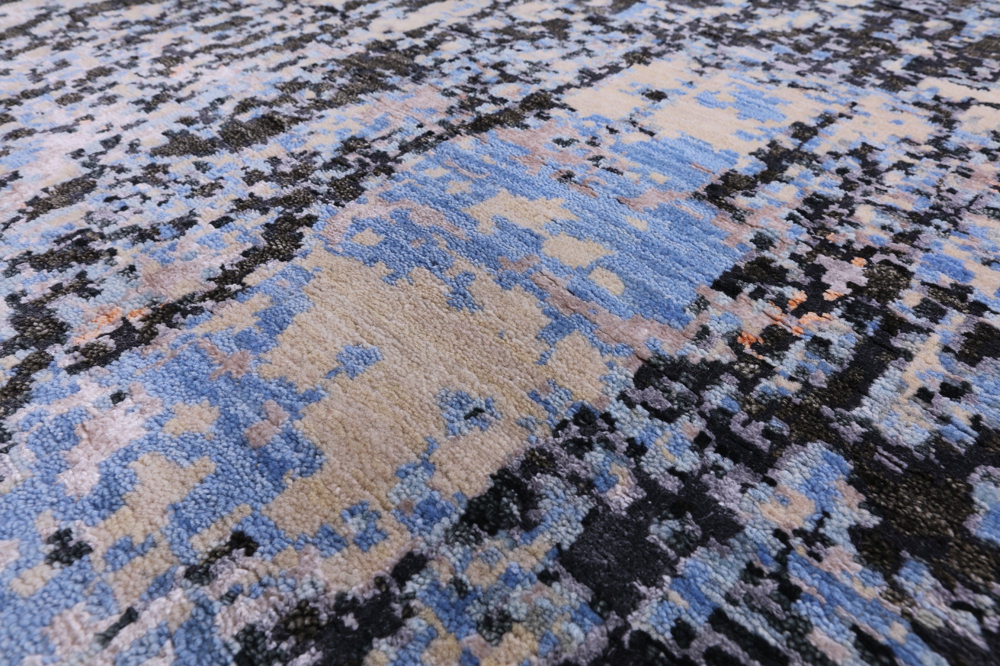 Abstract Contemporary Handmade Wool & Silk Rug - 8' 0" X 10' 0" - Golden Nile