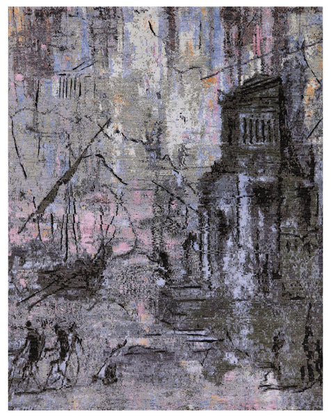 Central Park Design Modern Hand Knotted Wool & Silk Rug - 8' 0" X 10' 1" - Golden Nile