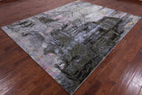 Central Park Design Modern Hand Knotted Wool & Silk Rug - 8' 0" X 10' 1" - Golden Nile