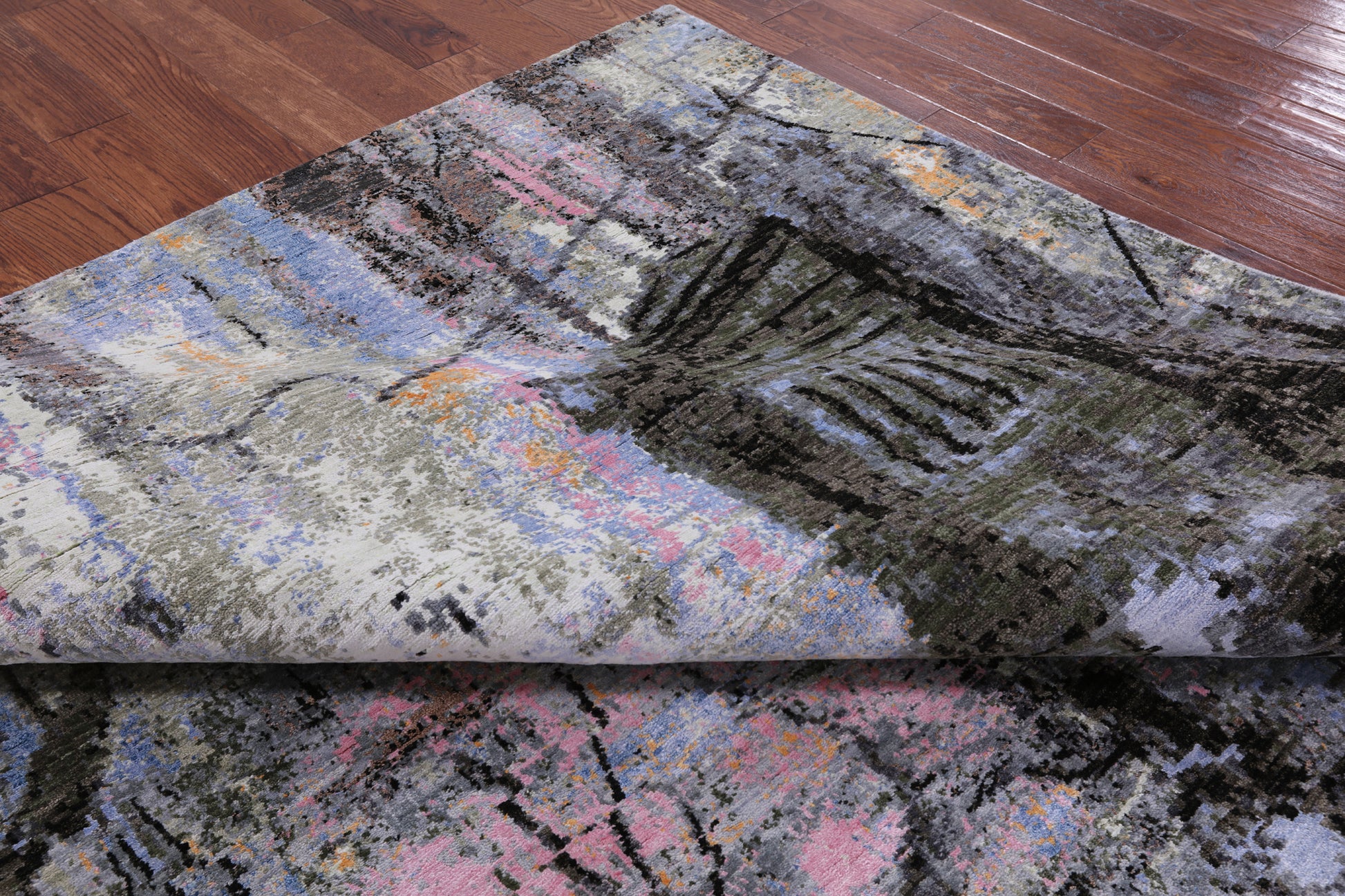 Central Park Design Modern Hand Knotted Wool & Silk Rug - 8' 0" X 10' 1" - Golden Nile