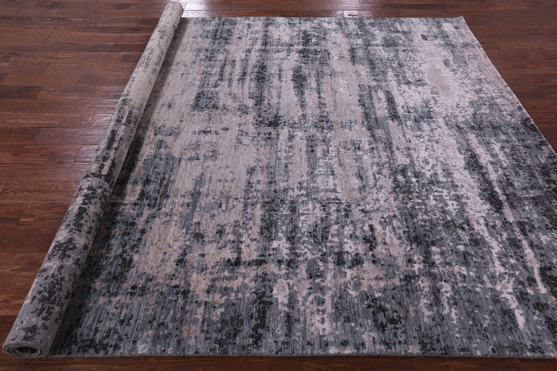 Abstract Contemporary Hand Knotted Wool & Silk Rug - 8' 0" X 10' 3" - Golden Nile