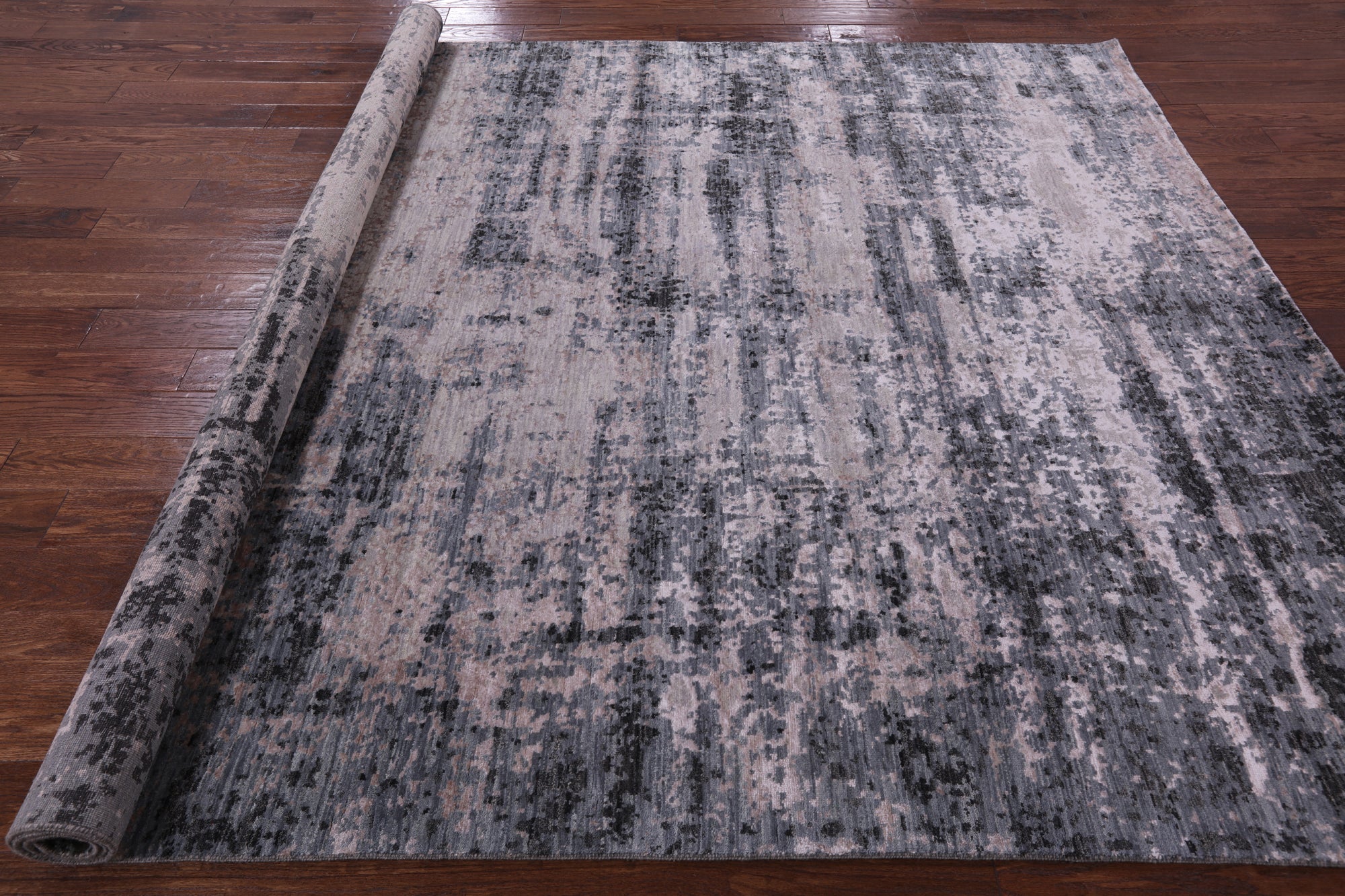 Abstract Contemporary Hand Knotted Wool & Silk Rug - 8' 0" X 10' 3" - Golden Nile