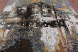 House In The Hills Design Modern Hand Knotted Wool & Silk Rug - 8' 0" X 9' 11" - Golden Nile
