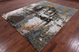 House In The Hills Design Modern Hand Knotted Wool & Silk Rug - 8' 0" X 9' 11" - Golden Nile