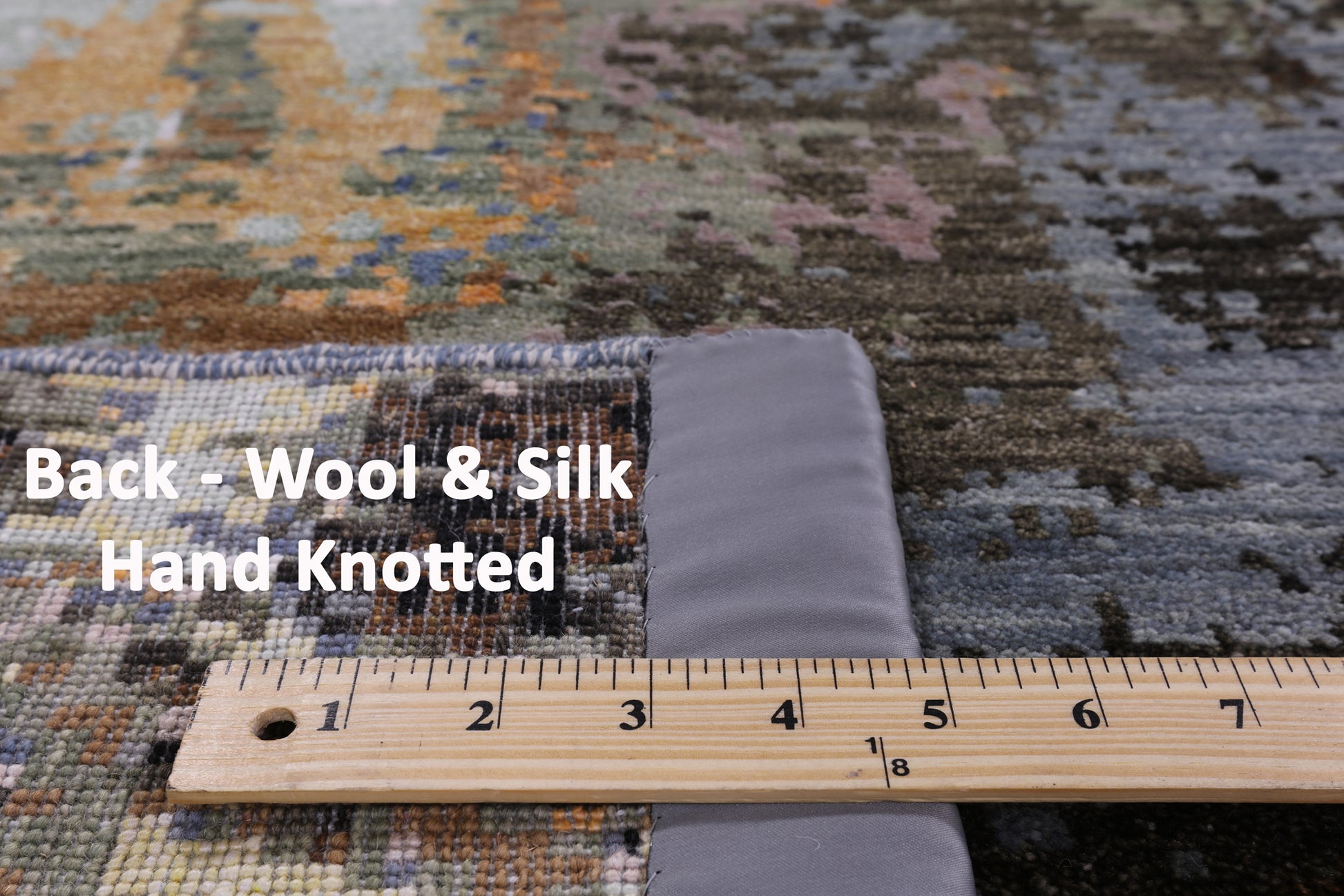 House In The Hills Design Modern Hand Knotted Wool & Silk Rug - 8' 0" X 9' 11" - Golden Nile
