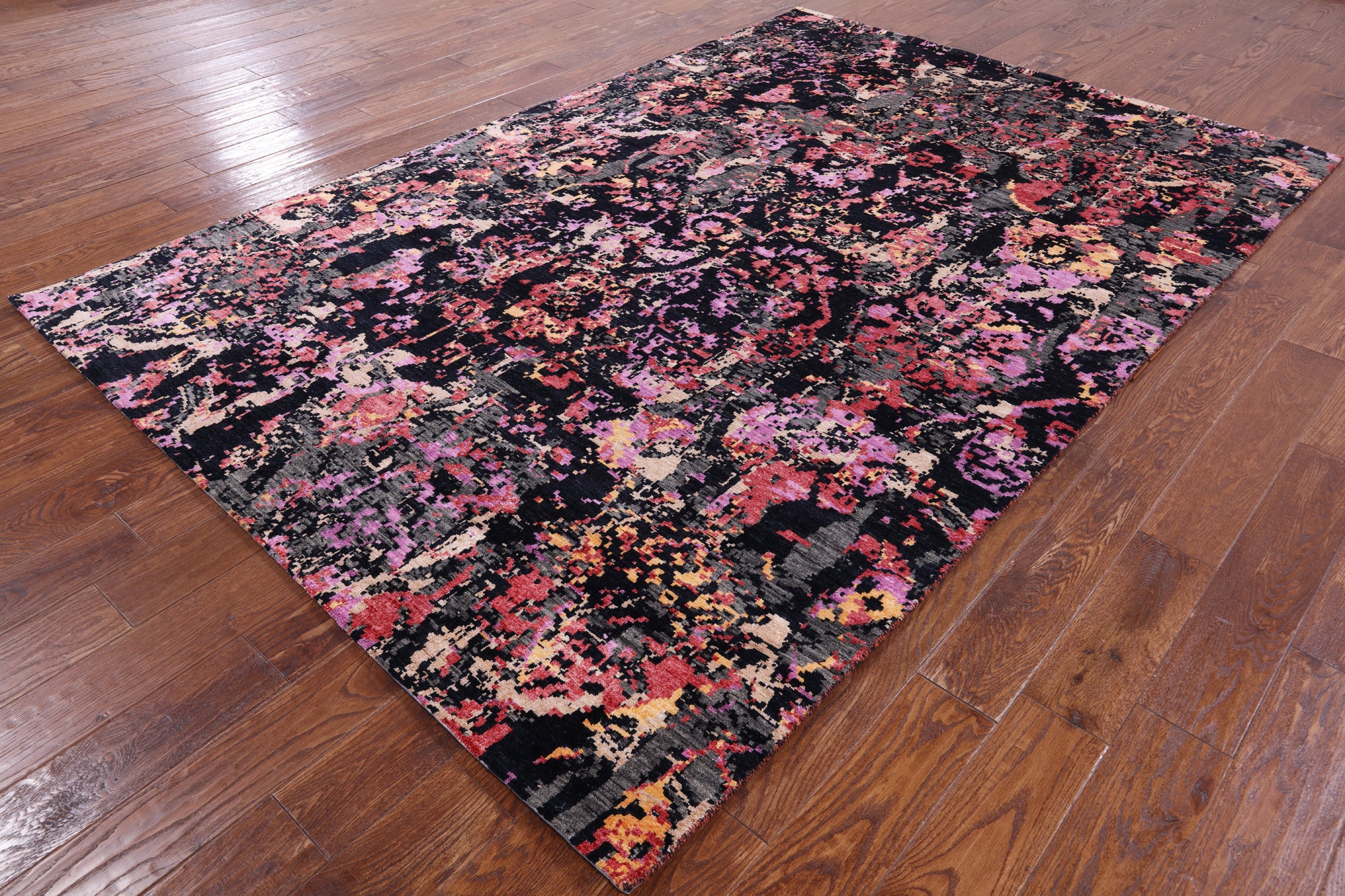 Modern Handmade Wool & Silk Rug - 6' 2" X 9' 1" - Golden Nile